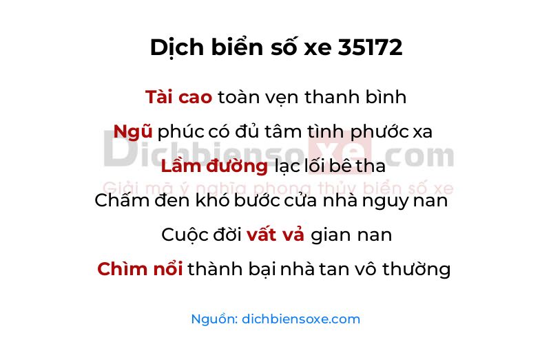 Dịch thơ biển số 35172