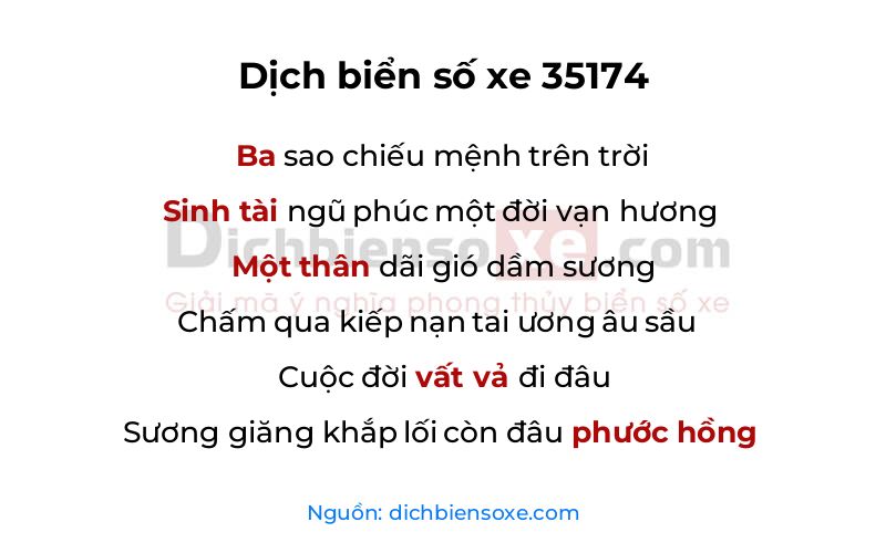 Dịch thơ biển số 35174