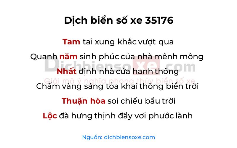 Dịch thơ biển số 35176