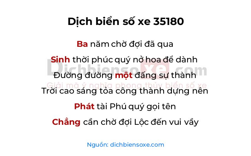Dịch thơ biển số 35180