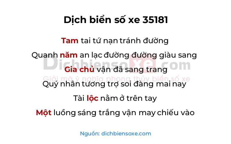 Dịch thơ biển số 35181