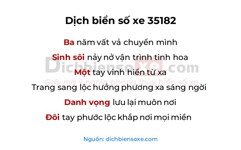 Dịch thơ biển số 35182