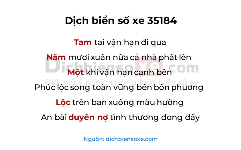 Dịch thơ biển số 35184