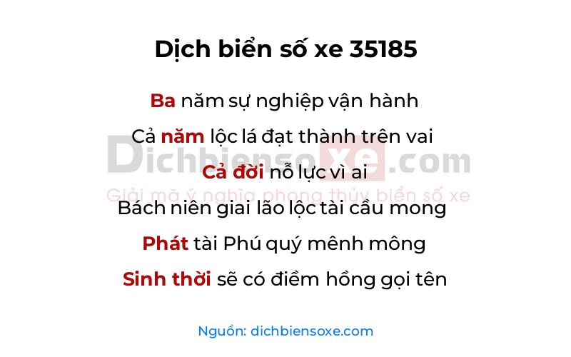 Dịch thơ biển số 35185