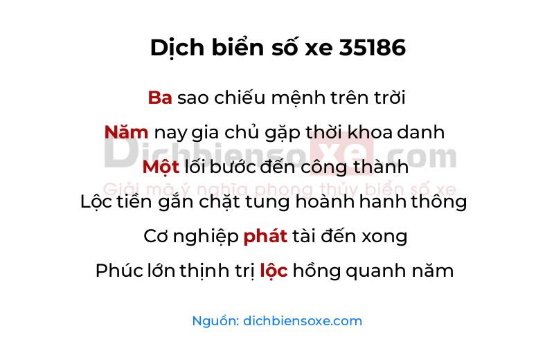 Dịch thơ biển số 35186