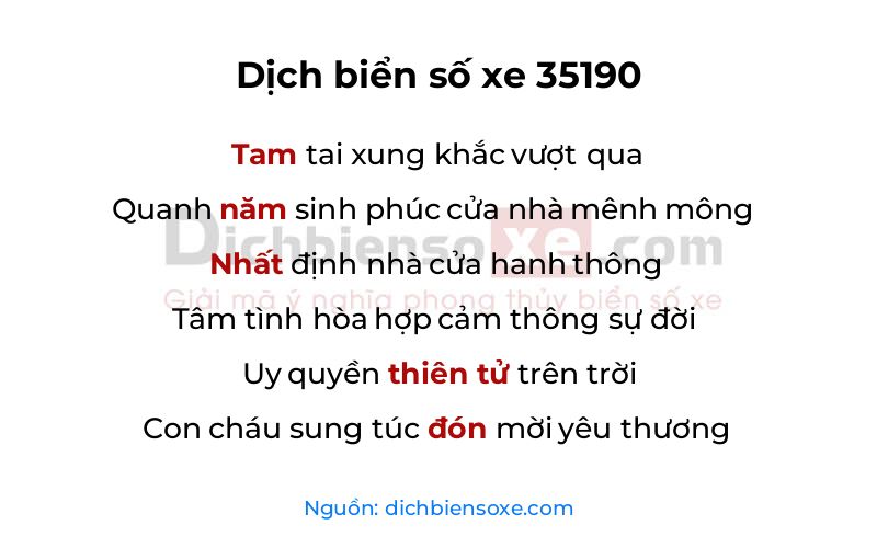 Dịch thơ biển số 35190