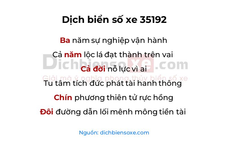 Dịch thơ biển số 35192