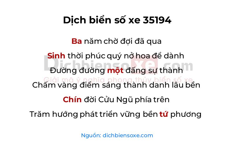Dịch thơ biển số 35194
