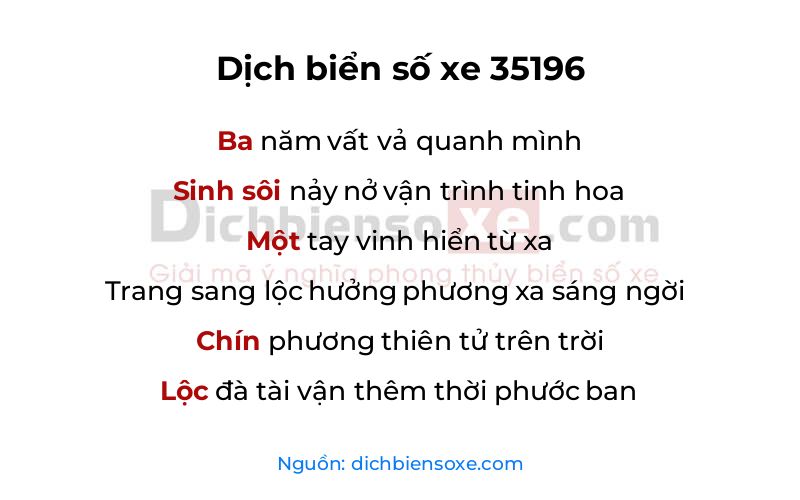 Dịch thơ biển số 35196