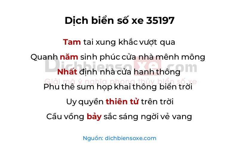 Dịch thơ biển số 35197