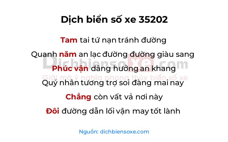 Dịch thơ biển số 35202