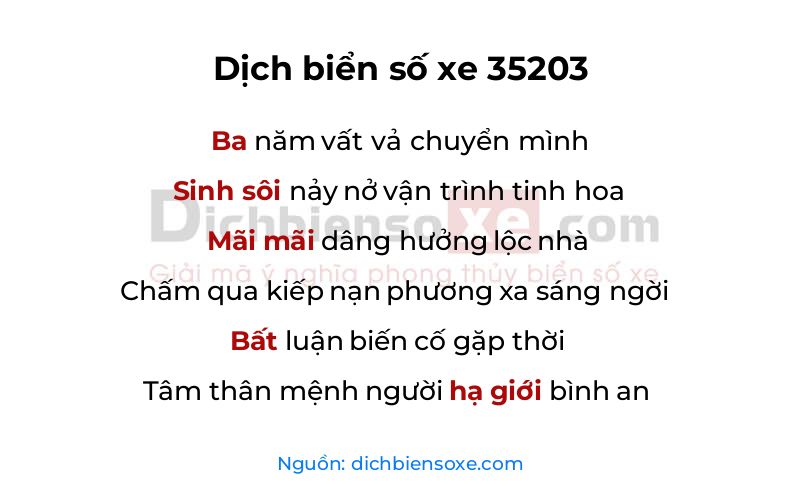 Dịch thơ biển số 35203