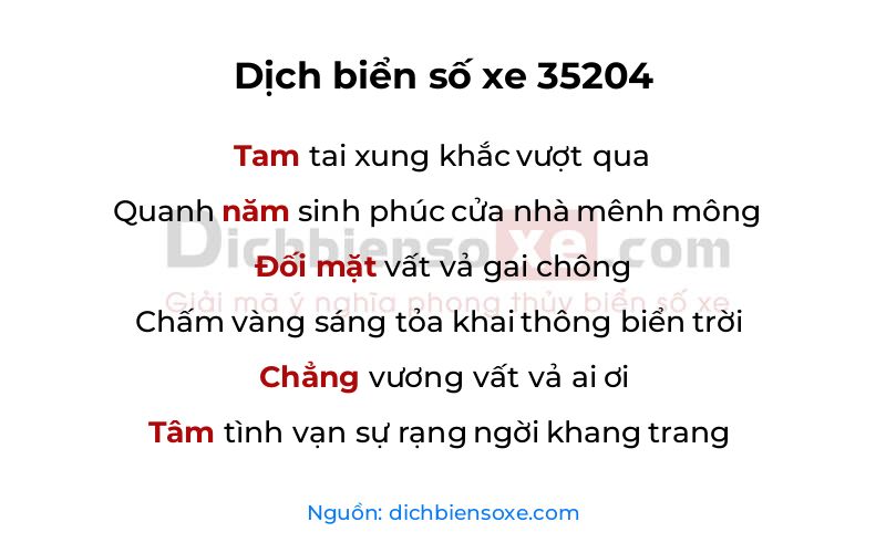 Dịch thơ biển số 35204
