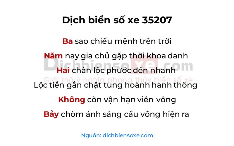 Dịch thơ biển số 35207