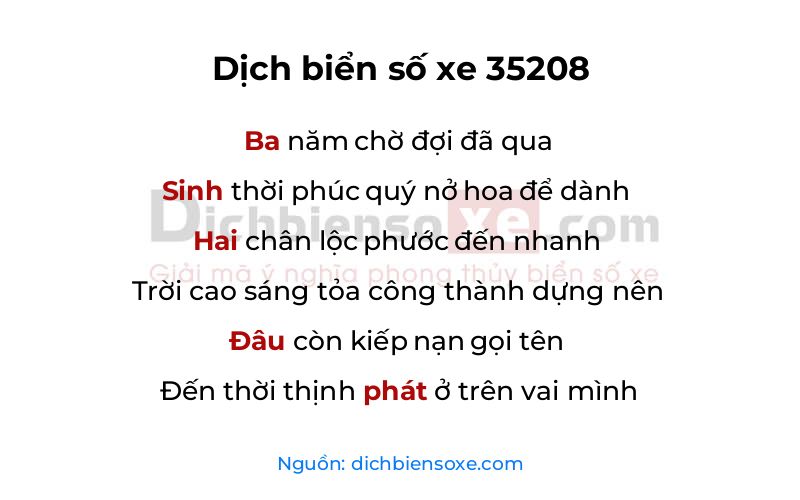 Dịch thơ biển số 35208