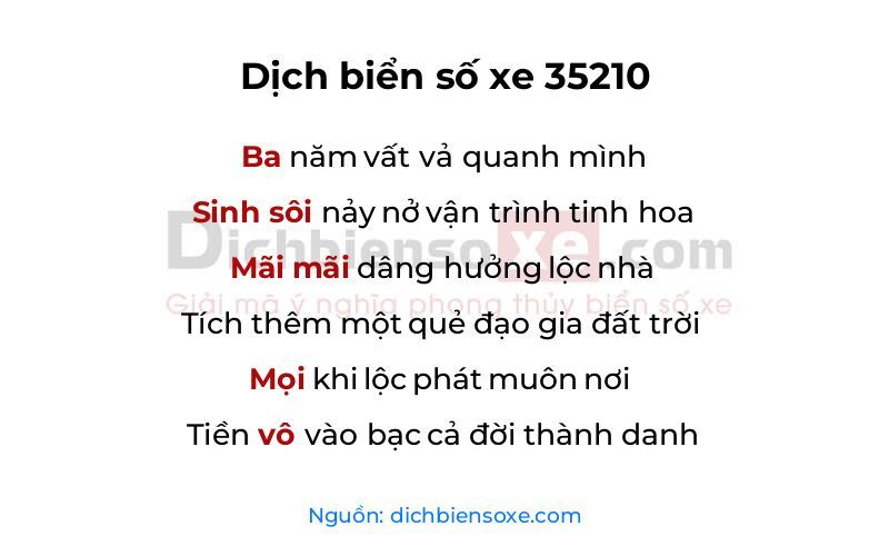 Dịch thơ biển số 35210
