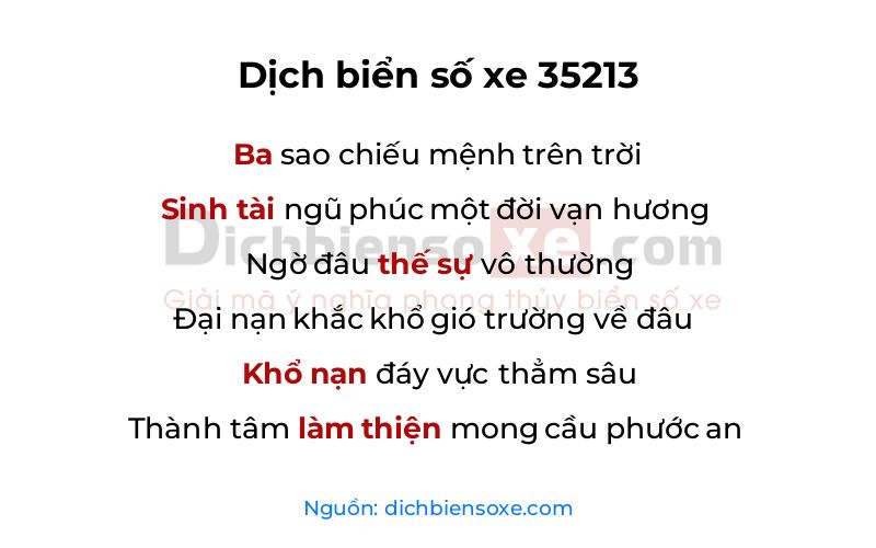 Dịch thơ biển số 35213