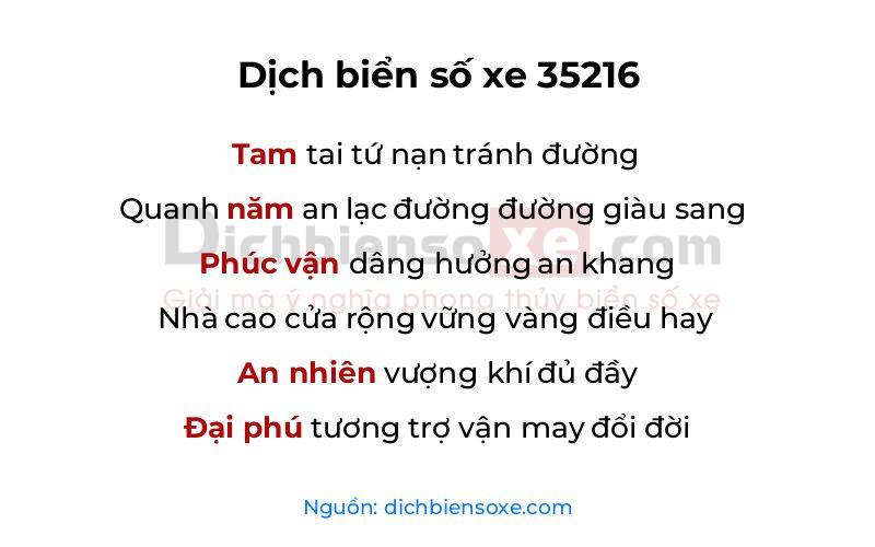 Dịch thơ biển số 35216