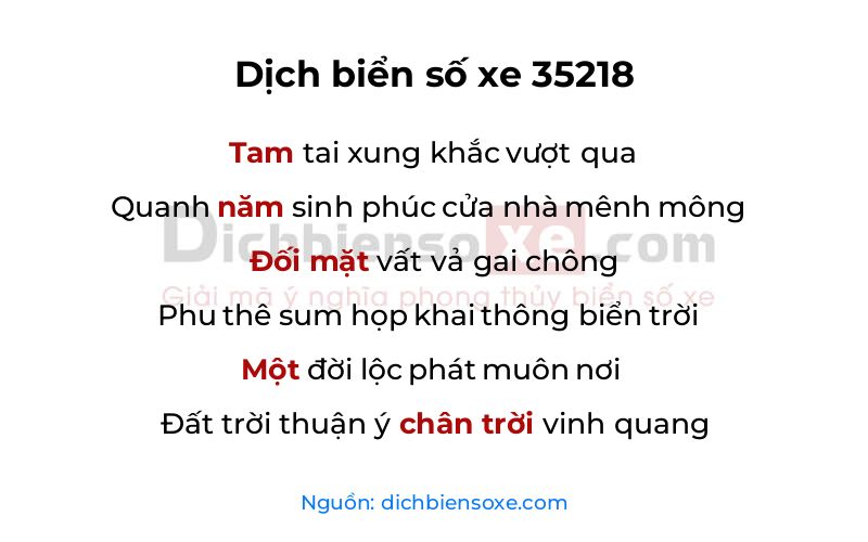 Dịch thơ biển số 35218