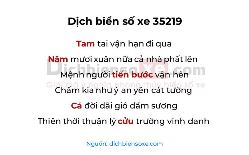 Dịch thơ biển số 35219