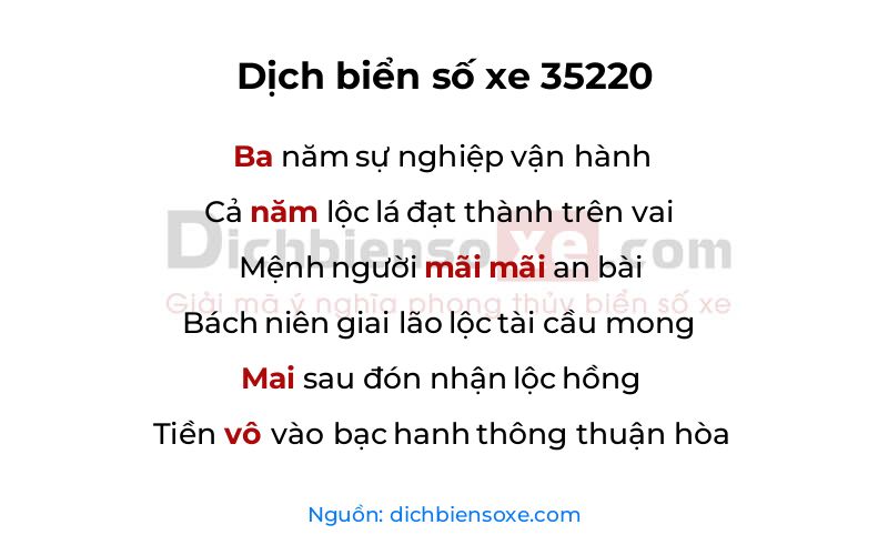 Dịch thơ biển số 35220