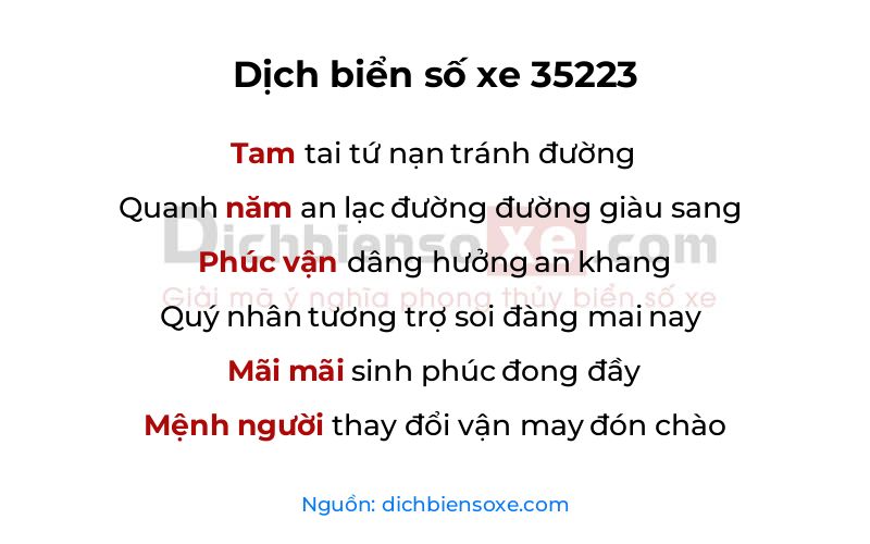 Dịch thơ biển số 35223