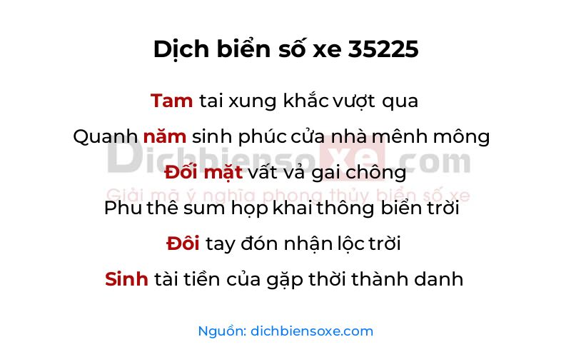 Dịch thơ biển số 35225