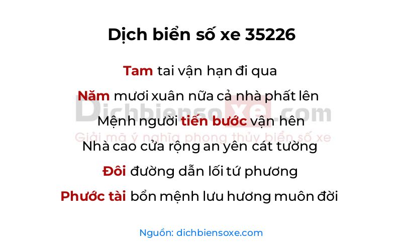 Dịch thơ biển số 35226