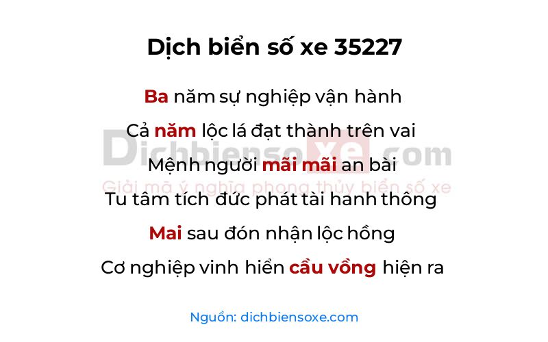 Dịch thơ biển số 35227