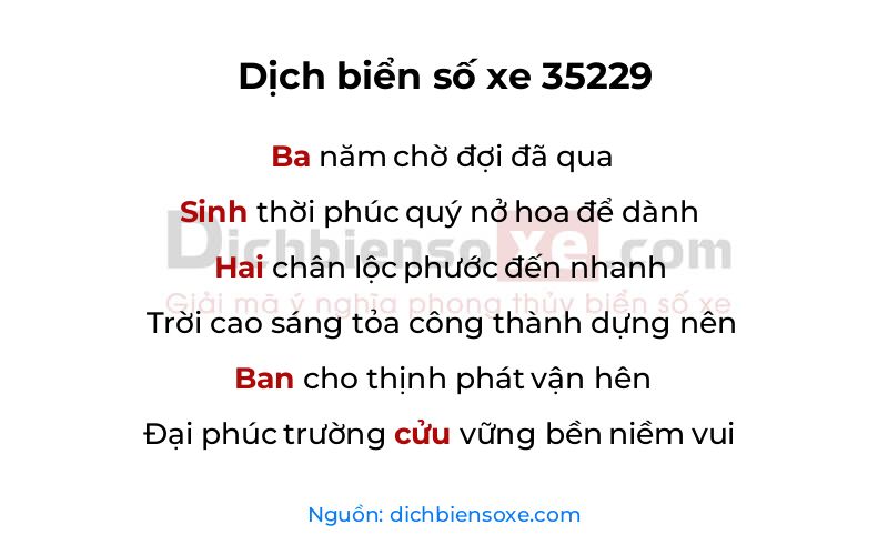 Dịch thơ biển số 35229