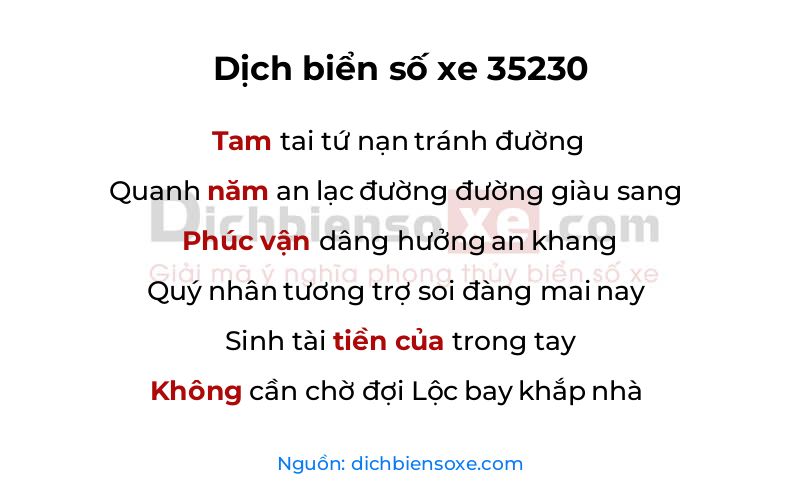 Dịch thơ biển số 35230