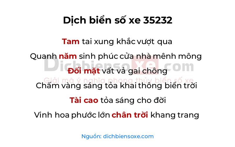 Dịch thơ biển số 35232