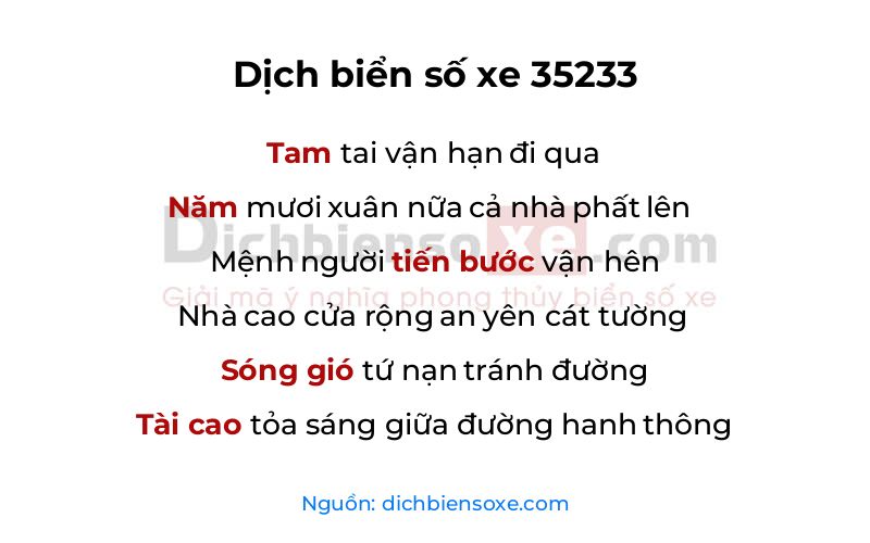 Dịch thơ biển số 35233