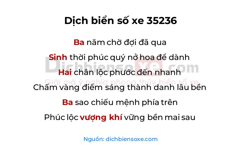 Dịch thơ biển số 35236