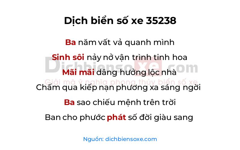 Dịch thơ biển số 35238