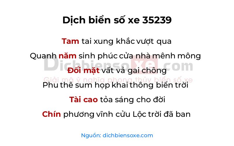 Dịch thơ biển số 35239