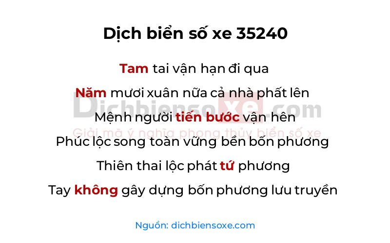 Dịch thơ biển số 35240