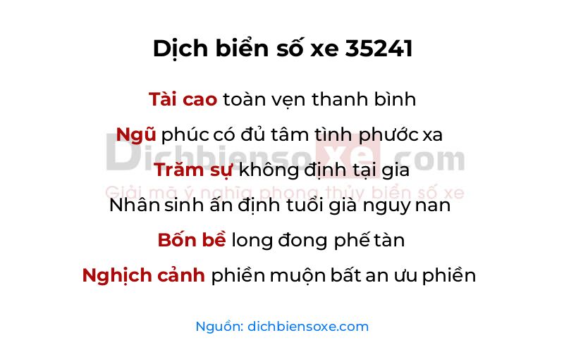 Dịch thơ biển số 35241