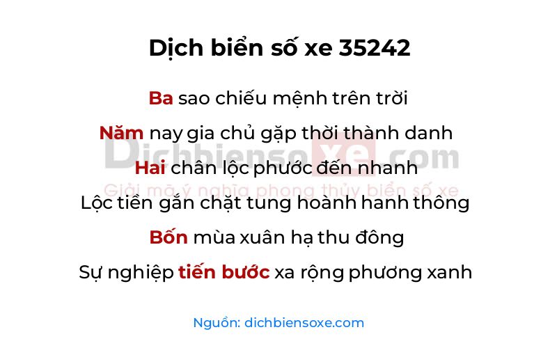 Dịch thơ biển số 35242