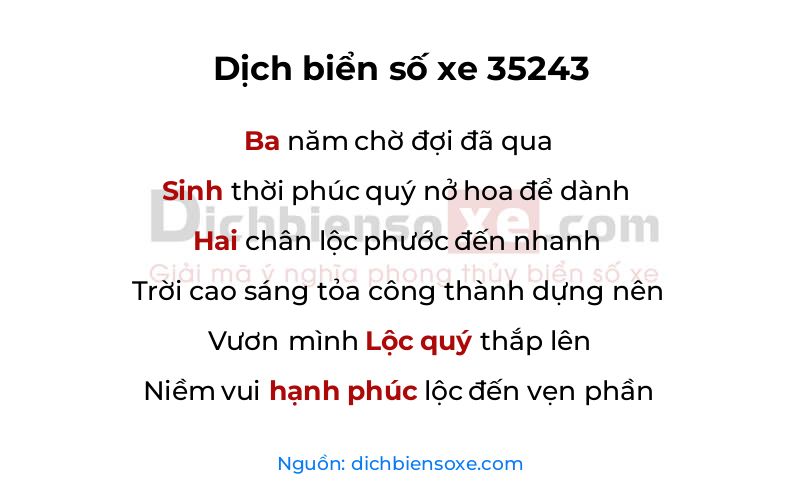 Dịch thơ biển số 35243