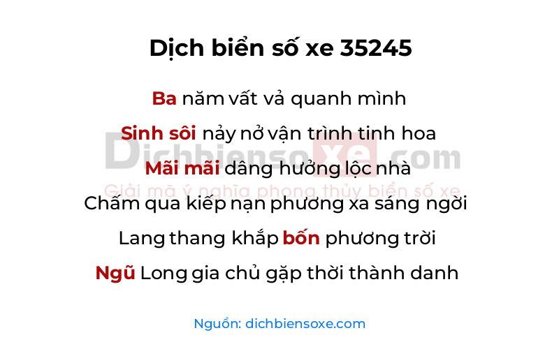 Dịch thơ biển số 35245