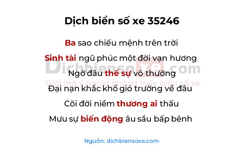 Dịch thơ biển số 35246