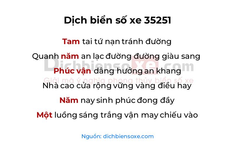 Dịch thơ biển số 35251