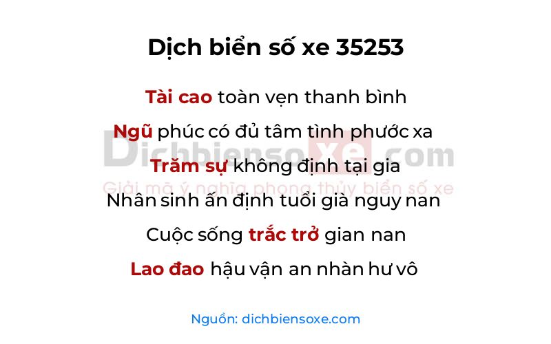 Dịch thơ biển số 35253