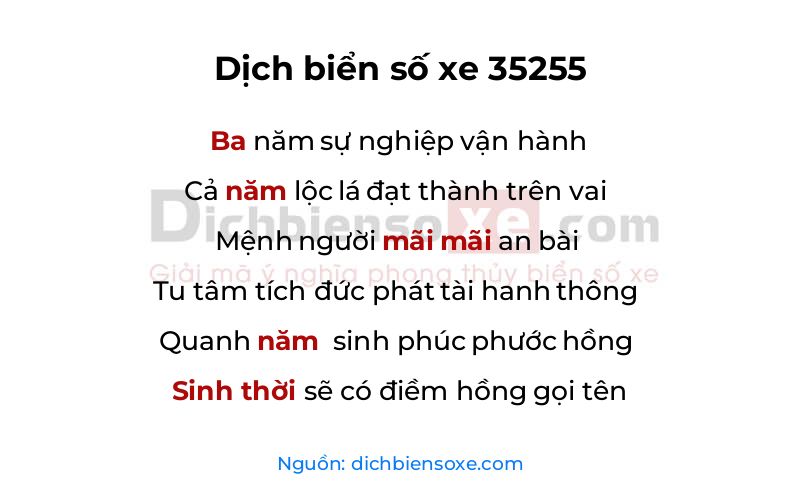 Dịch thơ biển số 35255