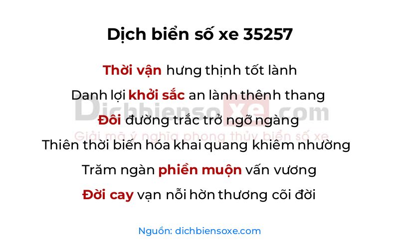 Dịch thơ biển số 35257