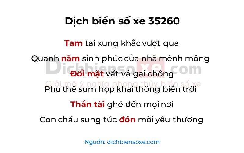 Dịch thơ biển số 35260