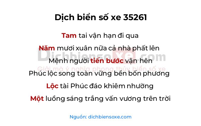 Dịch thơ biển số 35261