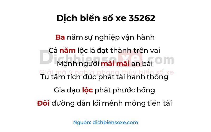 Dịch thơ biển số 35262