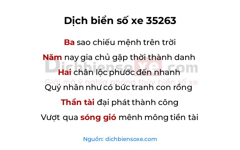 Dịch thơ biển số 35263